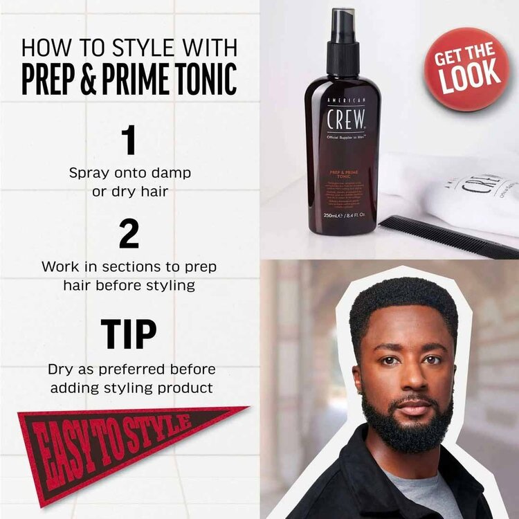 AMERICAN CREW Prep & Prime Tonic | Base de Coiffage – Prépare, Hydrate et Facilite le Styling