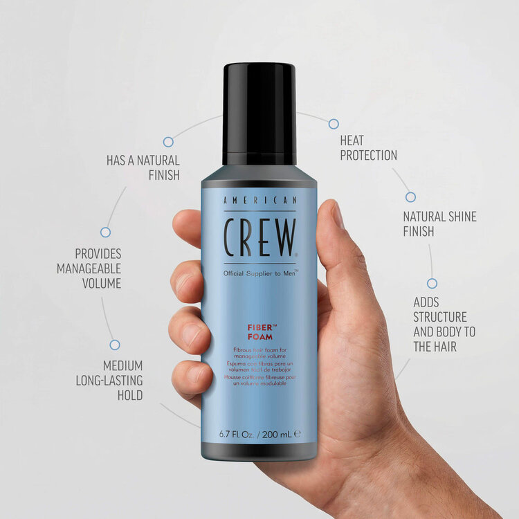 AMERICAN CREW Fiber Foam | Fibrous Hair Foam – Volume, Control and Natural Finish