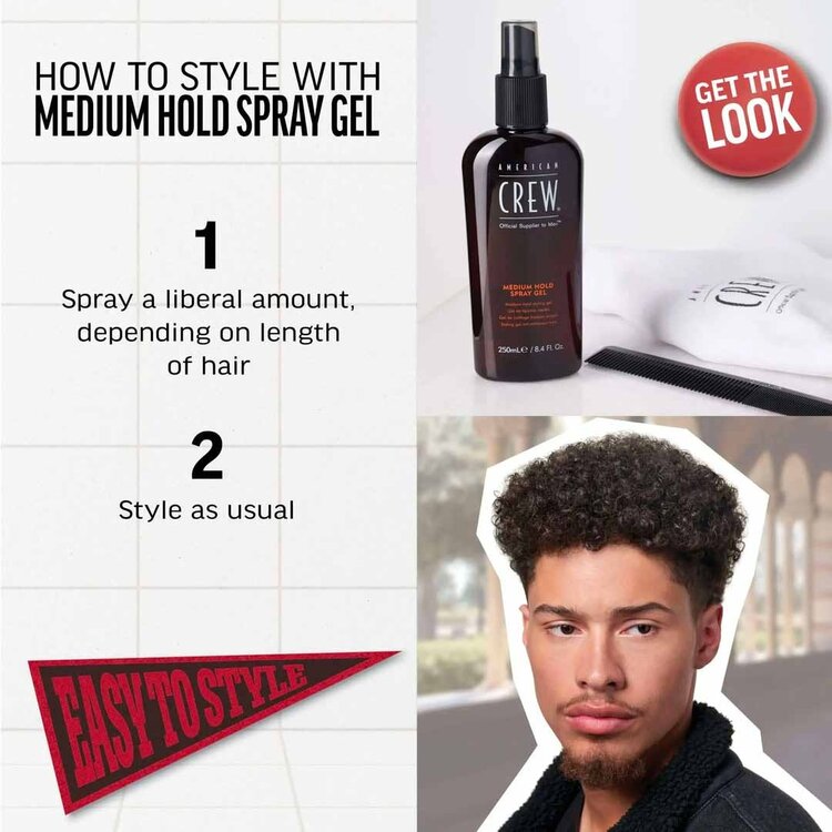 AMERICAN CREW Medium Hold Spray Gel | Fixation Souple – Gel de Coiffage en Vaporisateur