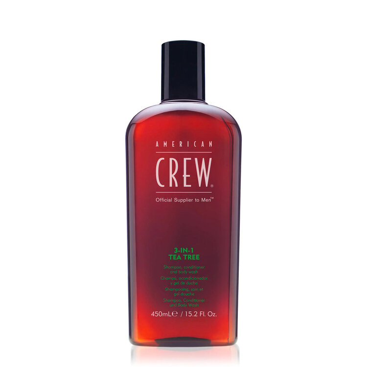 AMERICAN CREW 3-In-1 Tea Tree | American Crew Shampoo, Conditioner and Body Wash – Cleanses and Refreshes