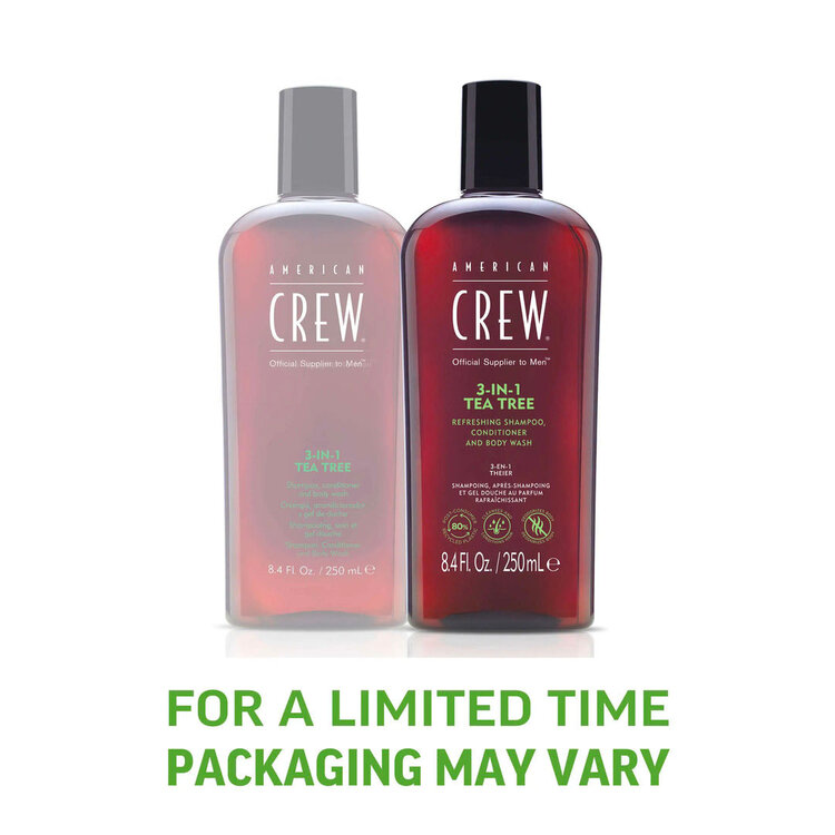 AMERICAN CREW 3-In-1 Tea Tree | American Crew Shampoo, Conditioner and Body Wash – Cleanses and Refreshes