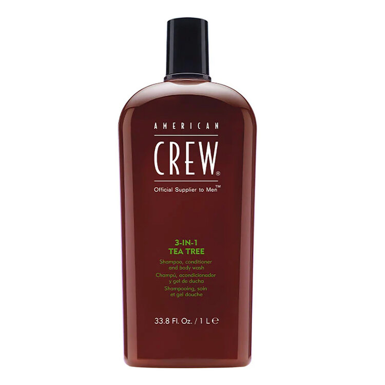 AMERICAN CREW 3-In-1 Tea Tree | American Crew Shampoo, Conditioner and Body Wash – Cleanses and Refreshes