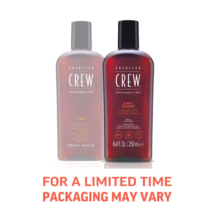 AMERICAN CREW 3-In-1 | Shampooing, Revitalisant et Gel Douche 3-en-1 – Nettoie et Revitalise