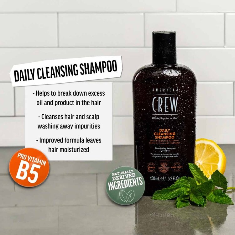 AMERICAN CREW Daily Cleansing | Shampooing Quotidien – Nettoie en Douceur et Rafraîchit le Cuir Chevelu