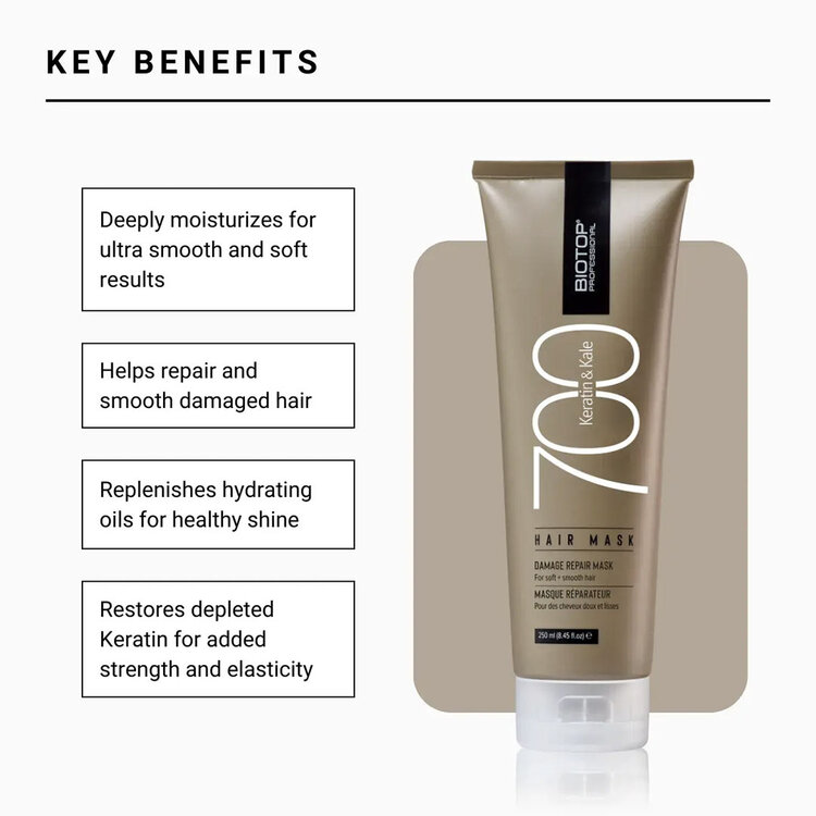 BIOTOP PROFESSIONAL 700 Keratin & Kale | Masque Réparateur – Soin Intensif Fortifiant et Régénérant