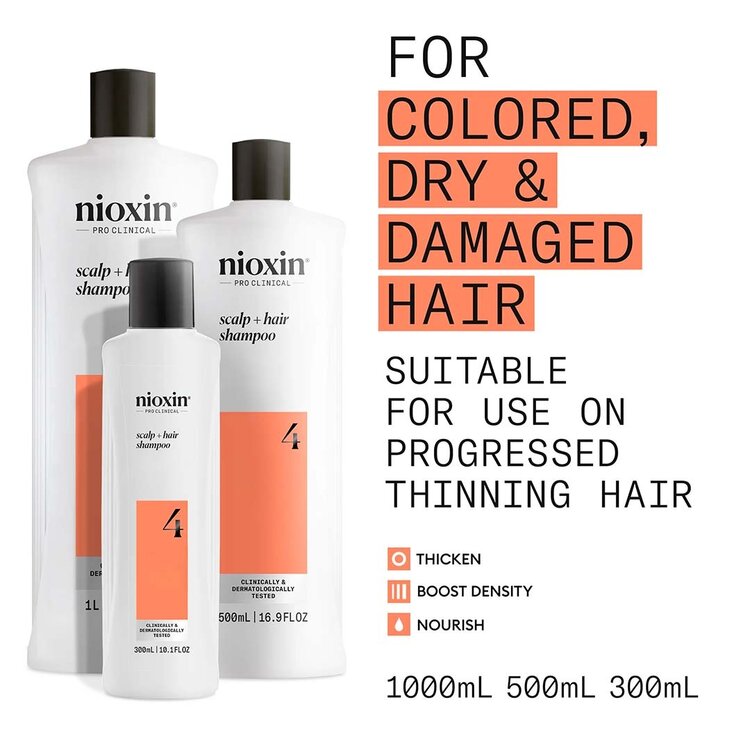 NIOXIN Pro Clinical System 4 | Shampoo – For Colored Hair with Advanced Thinning