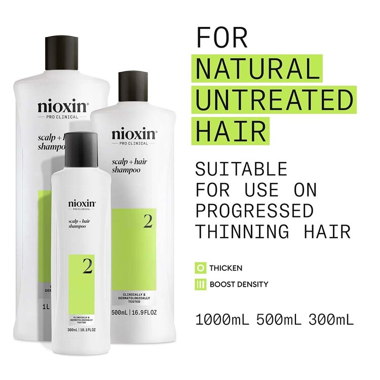 NIOXIN Pro Clinical Système 2 | Shampooing – Cheveux Naturels avec Chute Avancée