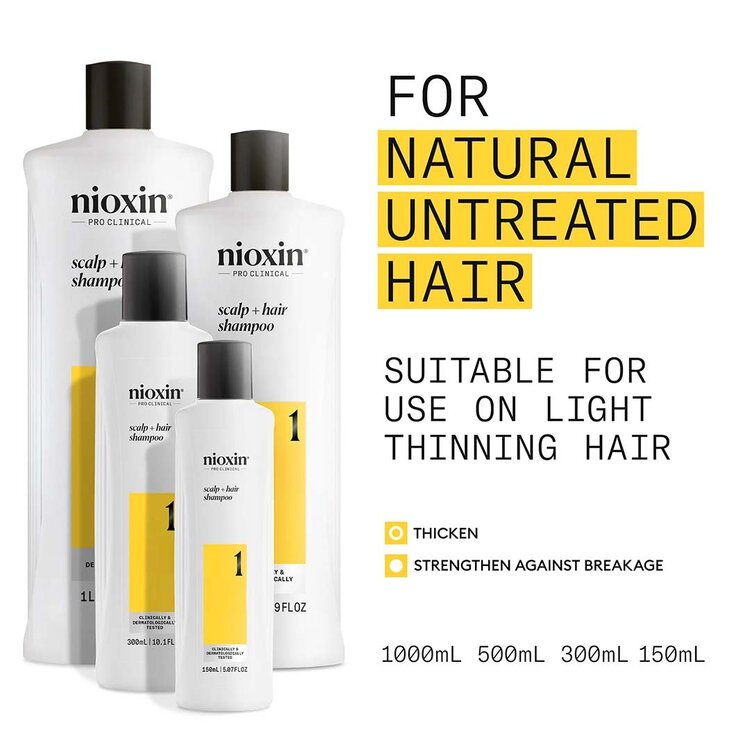 NIOXIN Pro Clinical System 1 | Shampoo – For Natural Hair with Light Thinning