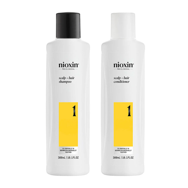 NIOXIN Pro Clinical Système 1 | Duo – Cheveux Naturels Légèrement Clairsemés