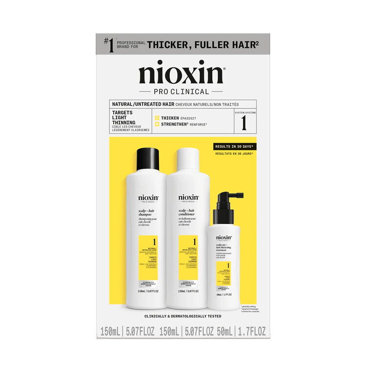 NIOXIN Pro Clinical System 1 | Trial Kit – For Natural Hair with Light Thinning