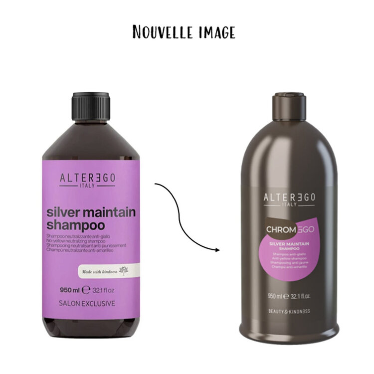 ALTER EGO Chromego | Silver Maintain | Shampooing Anti-Jaune - Neutralise les reflets jaunes et ravive les blonds et gris