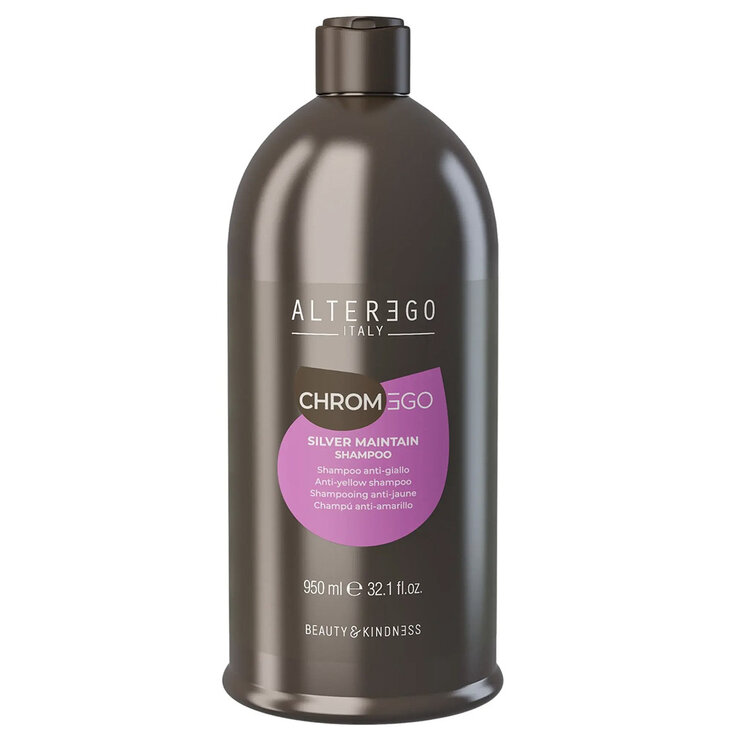 ALTER EGO Chromego | Silver Maintain | Shampooing Anti-Jaune - Neutralise les reflets jaunes et ravive les blonds et gris