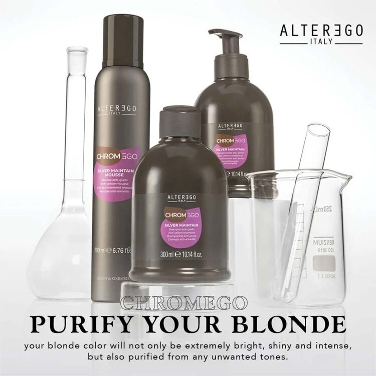 ALTER EGO Chromego | Silver Maintain | Anti-Yellow Conditioner - Detangles, tones and enhances blonde and gray hair
