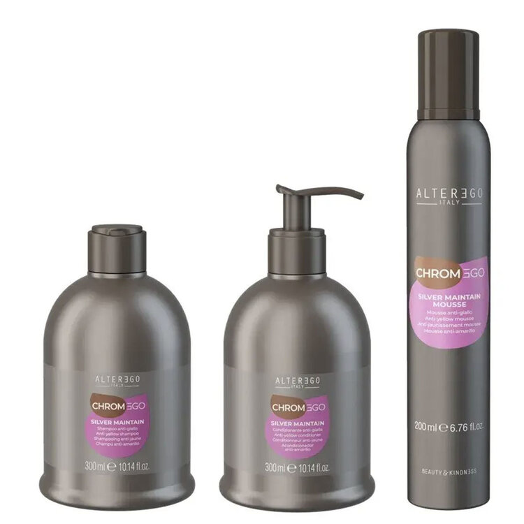 ALTER EGO Chromego | Silver Maintain | Anti-Yellowing Foam - Lightweight toning mousse for blonde and gray hair