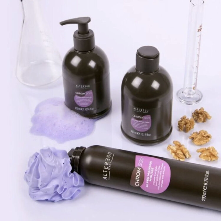 ALTER EGO Chromego | Silver Maintain | Mousse Anti-Jaunissement - Neutralise les reflets jaunes sans alourdir