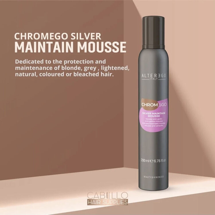 ALTER EGO Chromego | Silver Maintain | Anti-Yellowing Foam - Lightweight toning mousse for blonde and gray hair