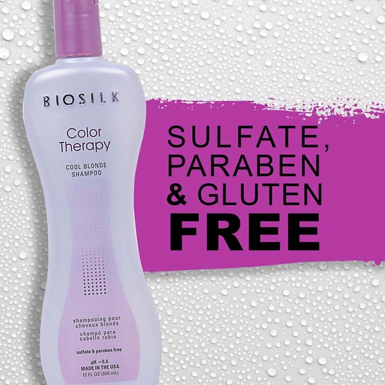 BIOSILK Color Therapy | Cool Blonde Shampoo - Neutralizes Yellow Tones and Brightens Blonde Hair