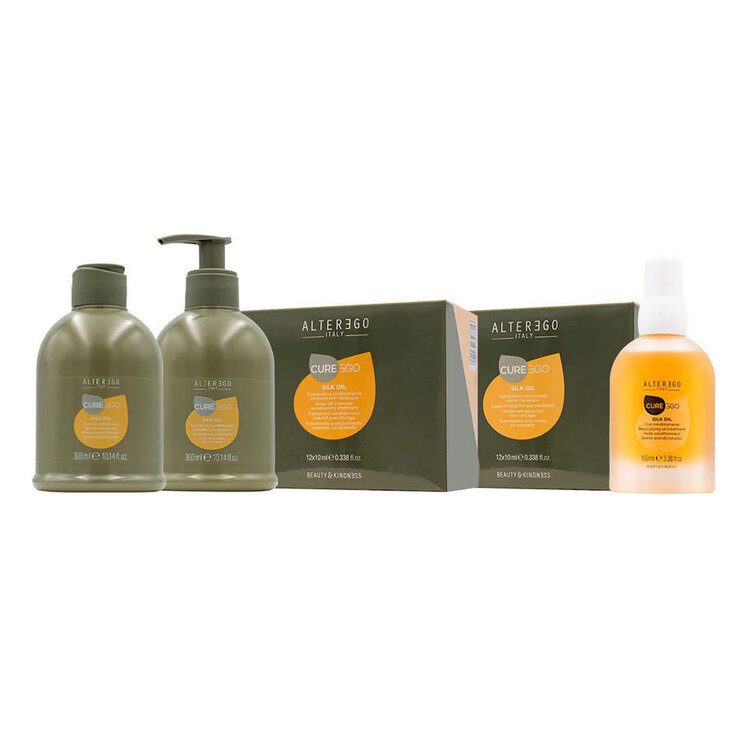 ALTER EGO Curego | Silk Oil | Traitement Éclairant Sans Rinçage – Brillance instantanée et effet soie