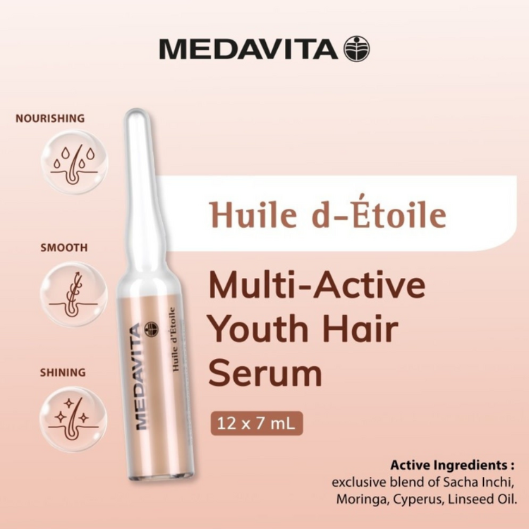 MEDAVITA Huile d’Étoile | Sérum Oléo-lift régénérant multiactif pour cheveux sublimes (7ml/0.23oz)