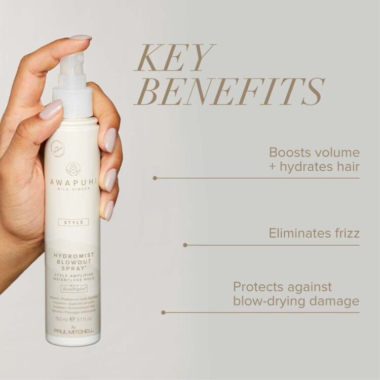 AWAPUHI Wild Ginger Hydromist Blowout Spray - Spray de Brushing Léger et Volumisant
