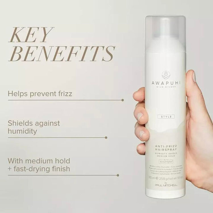 AWAPUHI Wild Ginger Style | Anti-Frizz Hairspray - Flexible Hold Humidity-Resistant Hairspray