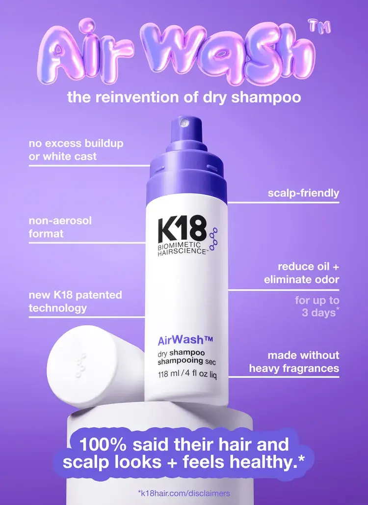 K18 Biomimetic Hairscience AirWash | Shampooing Sec – Nettoyant léger sans eau pour rafraîchir les racines (118ml/4oz)