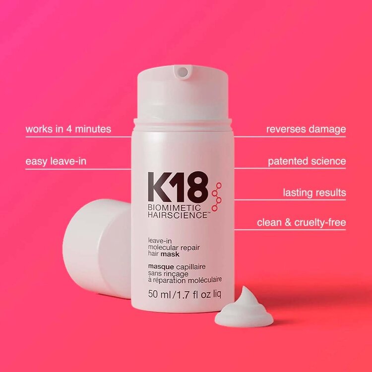 K18 Biomimetic Hairscience Masque Capillaire Réparation Moléculaire Sans Rinçage (50ml/1.7oz)