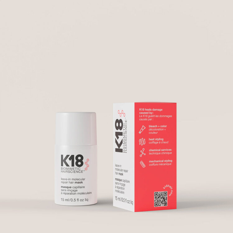 K18 Biomimetic Hairscience Masque Capillaire Réparation Moléculaire Sans Rinçage (15ml/0.5oz)
