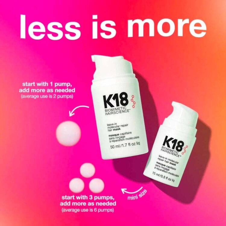 K18 Biomimetic Hairscience Masque Capillaire Réparation Moléculaire Sans Rinçage (15ml/0.5oz)