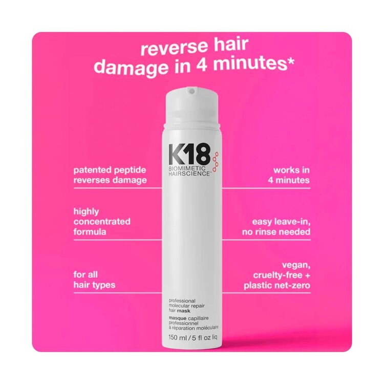 K18 Biomimetic Hairscience Masque Capillaire Réparation Moléculaire Sans Rinçage (150ml/5oz)