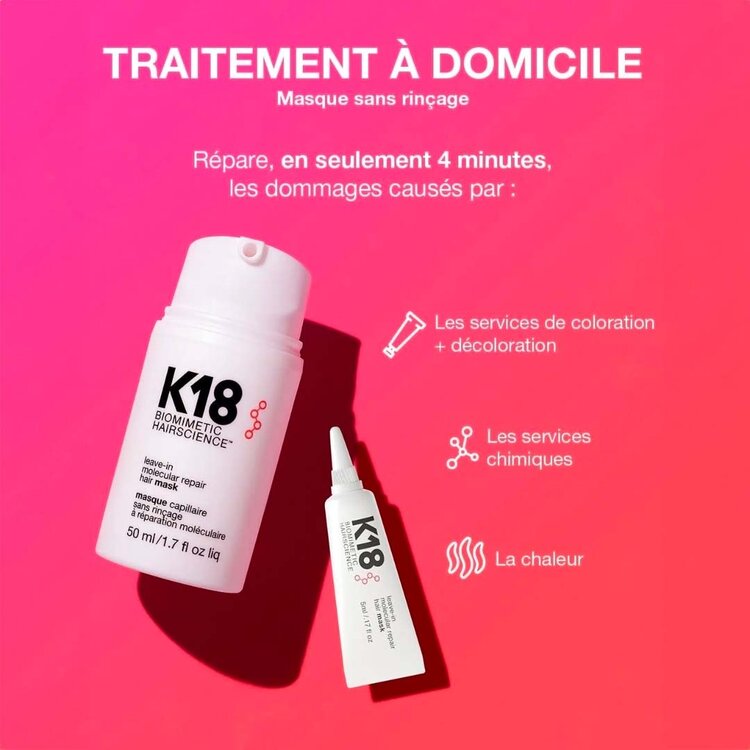 K18 Biomimetic Hairscience Masque Capillaire Réparation Moléculaire Sans Rinçage (*5ml/0.17oz)