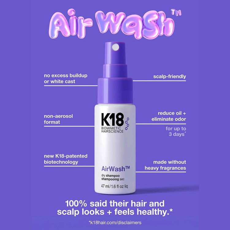 K18 Biomimetic Hairscience AirWash | Dry Shampoo – Lightweight waterless root refresher  (*47ml/1.6oz)