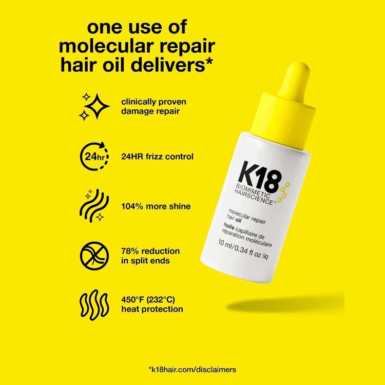 K18 Biomimetic Hairscience Réparation Moléculaire | Huile Capillaire - Répare, lisse et protège les longueurs abîmées