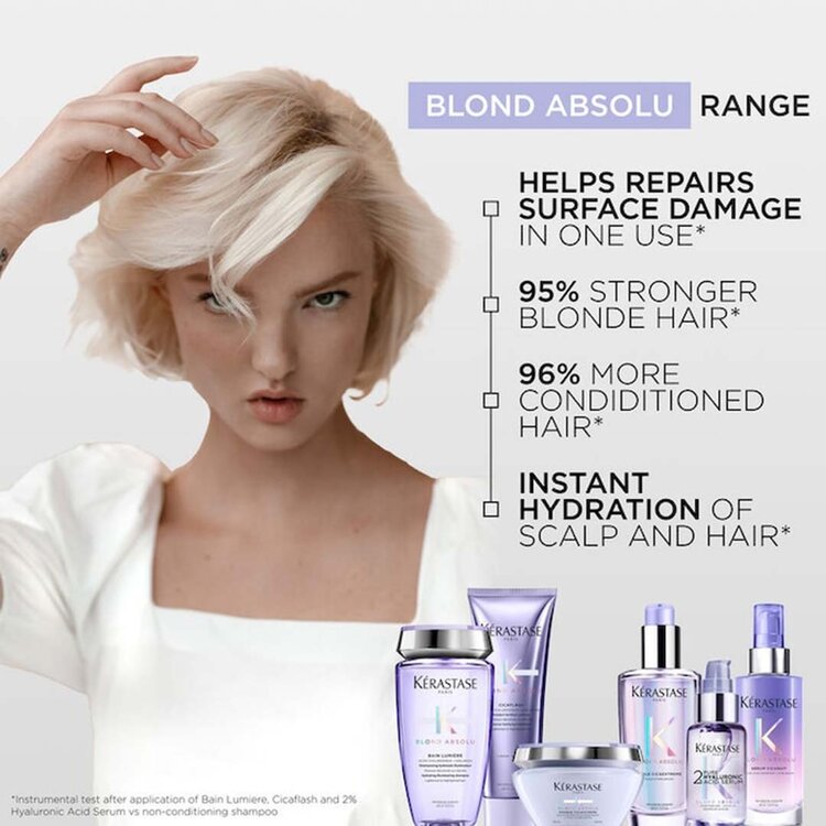 KÉRASTASE Blond Absolu | Bain Lumière | Acide Hyaluronique + Vitamines C+E — Shampooing Hydratant Illuminateur