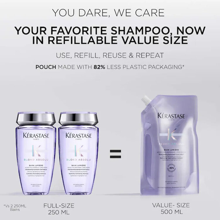 KÉRASTASE Blond Absolu | Bain Lumière | Acide Hyaluronique + Vitamines C+E — Recharge Shampooing Illuminateur Hydratant