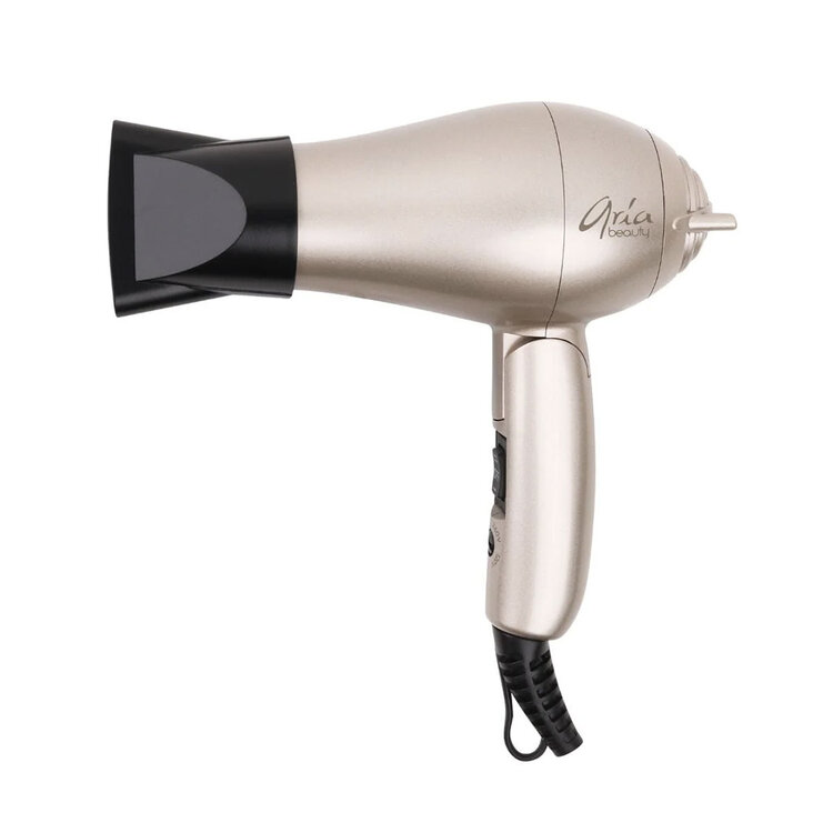 ARIA Beauty Mini Séchoir Pliable 1200w - Or Brossé - Séchage Rapide et Rangement Facile