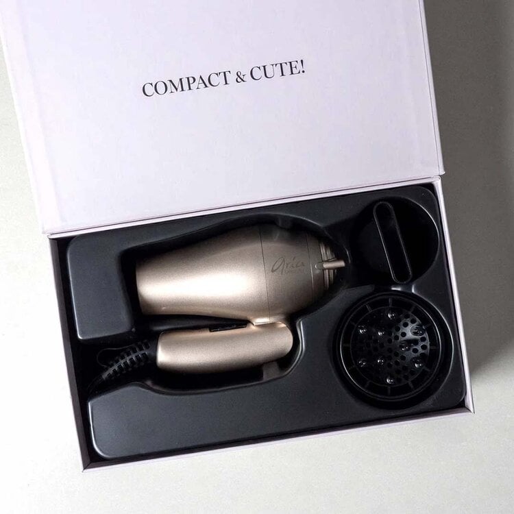 ARIA Beauty Mini Foldable Dryer 1200w - Brushed Gold - Fast Drying And Easy Storage