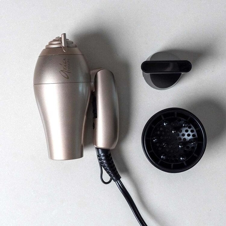 ARIA Beauty Mini Foldable Dryer 1200w - Brushed Gold - Fast Drying And Easy Storage