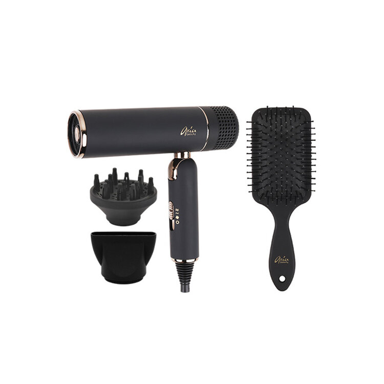 ARIA Beauty Blowdryer & Paddle Brush Set - Elegant Black - Fast Drying and Smooth Finish