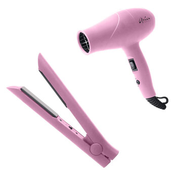 ARIA Beauty Ensemble de Voyage | Mini Sèche-Cheveux et Fer à Lisser - Rose
