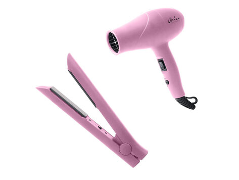 ARIA Beauty Ensemble de Voyage | Mini Sèche-Cheveux et Fer à Lisser - Rose