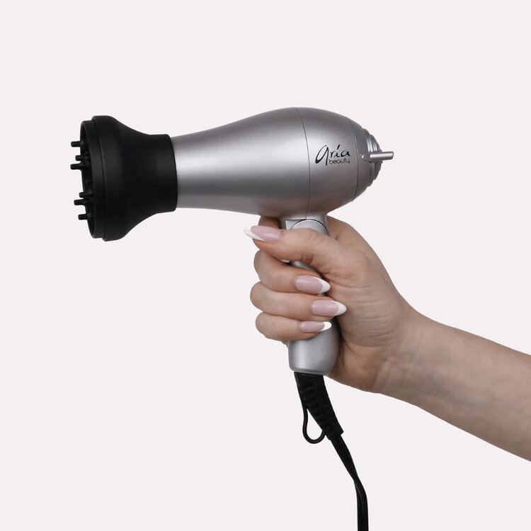 ARIA Beauty Mini Foldable Dryer 1200w | Silver Limited Edition - Compact and Convenient Drying