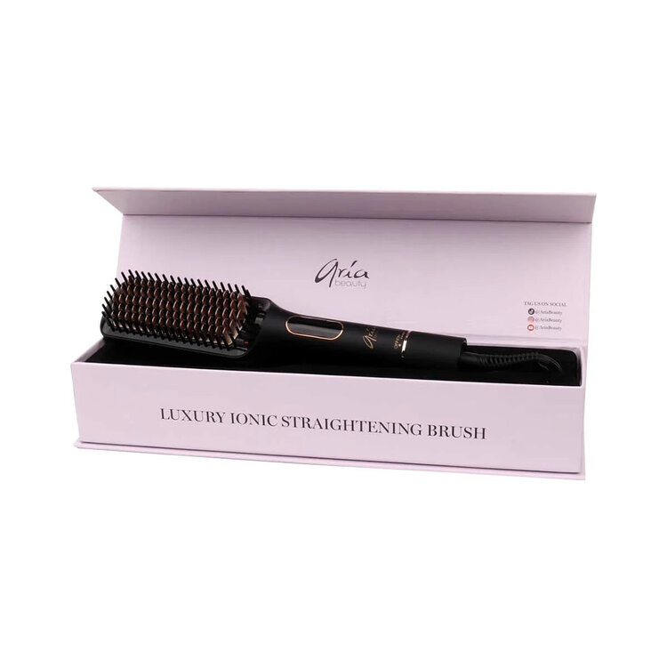 ARIA Beauty Luxury Ionic Straightening Brush – Fast Smoothing and Shiny Finish