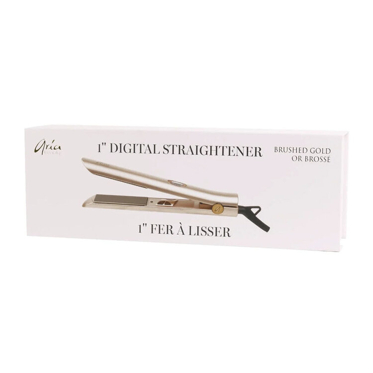 ARIA Beauty 1'' Digital Straighetener Ultra Thin | Brushed Gold — Smart Heat Control for Fast Styling