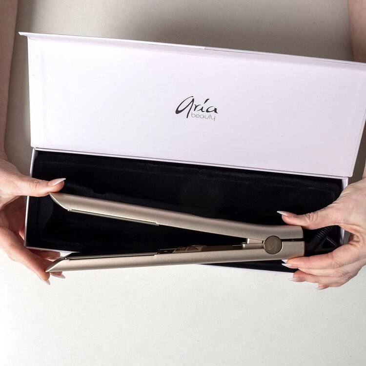 ARIA Beauty 1'' Digital Straighetener Ultra Thin | Brushed Gold — Smart Heat Control for Fast Styling