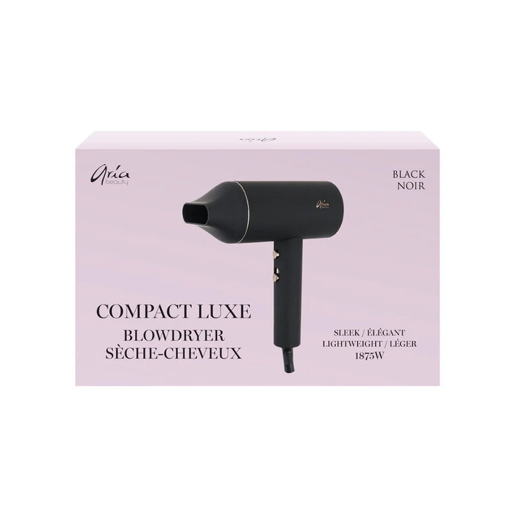 ARIA Beauty Sèche-Cheveux Compact Luxe | Noir - Séchage Rapide et Fini Brillant