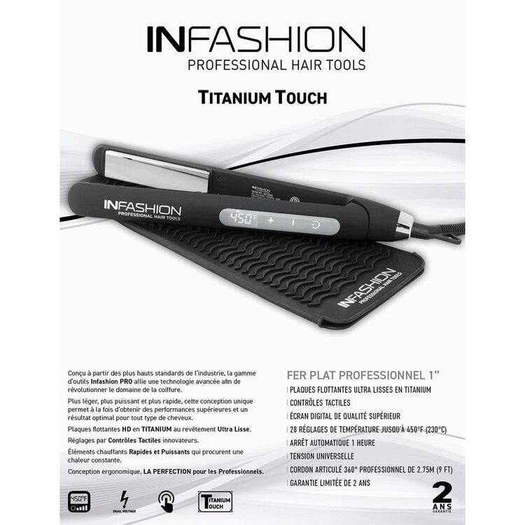 INFASHION Pro | 1'' Titanium Touch Professional Flat Iron - Precise Smoothing and Shiny Finish