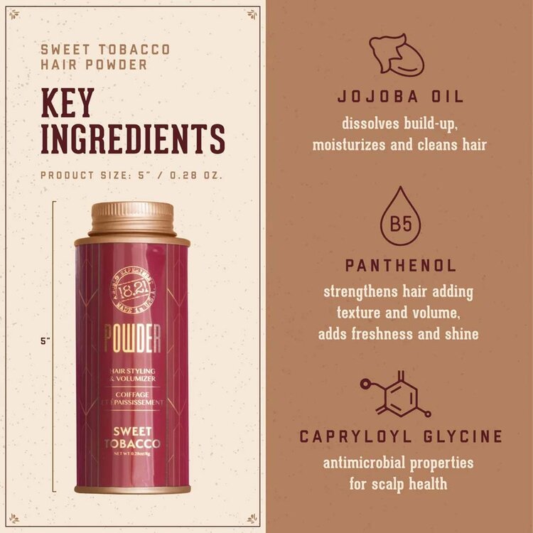18.21 MAN MADE Sweet Tobacco | Poudre Stylisante Épaississante (8g/0.28oz) — Volume texturisé et fini mat longue tenue