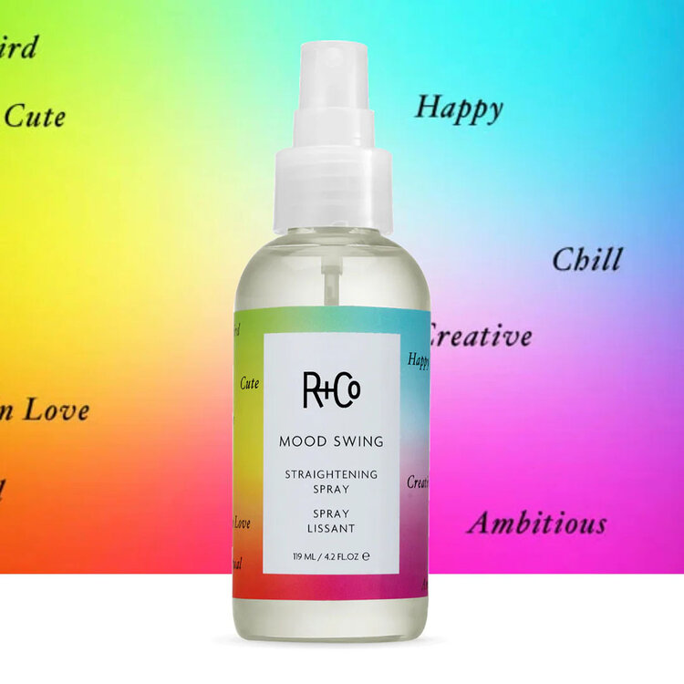 R+Co Mood Swing | Straightening Spray (119ml/4.2oz) — Heat Protection Anti-Humidity Smoothing Spray For Silky Blowouts