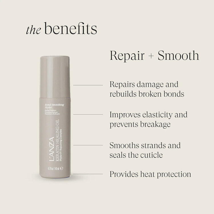 L'ANZA Keratin Healing Oil | Bond Smoothing Styler - Traitement Stylisant Lissant (140ml/4.7oz)